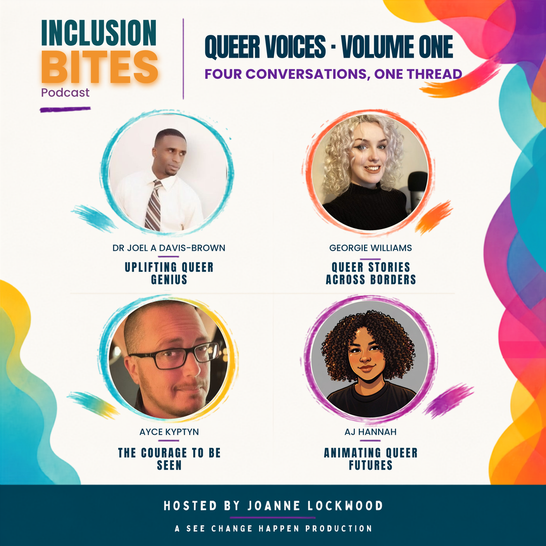 Queer Voices · Volume One — four episode artworks